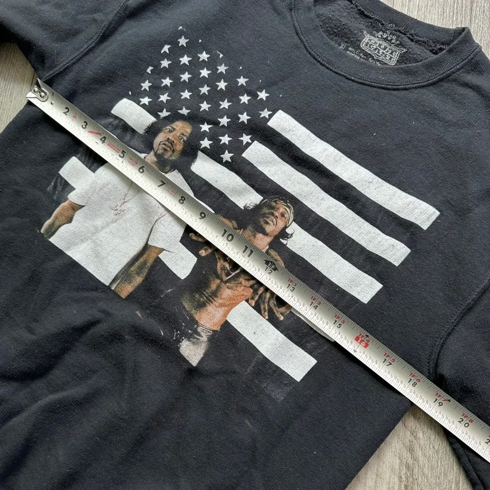 OutKast Stankonia American Flag Graphic Crewneck Sweatshirt Black Mens Size S